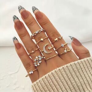 NEW 10 Piece Ring Set Metal